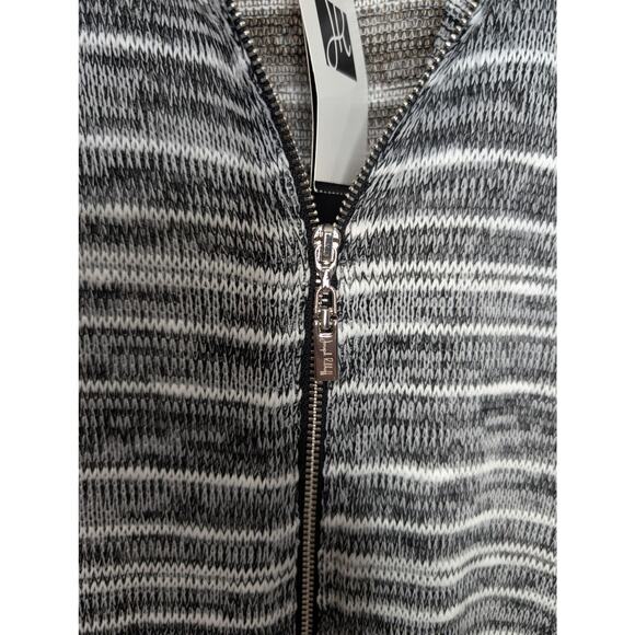 Joseph Ribkoff Sweater Womens 18 Black White Zip Front Cardigan Hi-Low NWT - Picture 3 of 11
